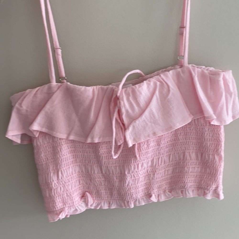 by the way. Pink ruched tank top